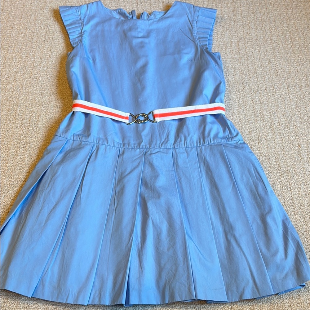 Jacadi Sky Blue Dress with Striped Belt